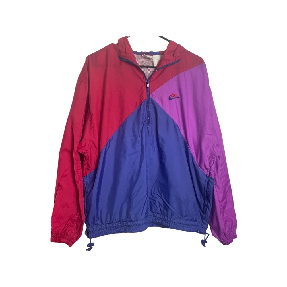 Vintage 90's Nike Colorful Hooded Quarter Zip Windbreaker Size Large